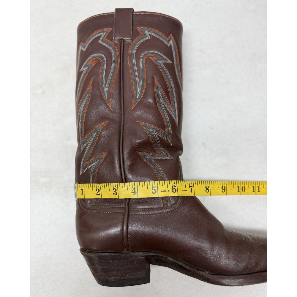 AUSTIN HALL BOOTS Handmade Men’s Brown Leather Western Cowboy Boots - Picture 11 of 15